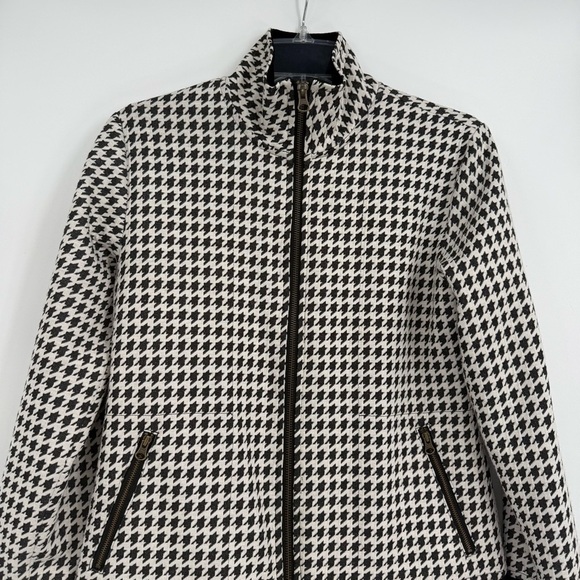Chico's Travelers Women's Size 0 (S) Jacket Black White Houndstooth Full Zip - Picture 4 of 8